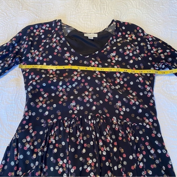 Garnet Hill Polka Dot V Neck 3/4 Length Sleeve Black Dress - Size 4 - Picture 10 of 13